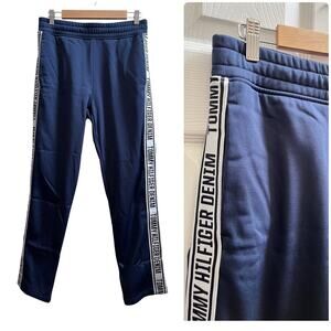 Tommy Hilfiger Blue Logo Tape Microfleece Track Pants Size Small Streetwear